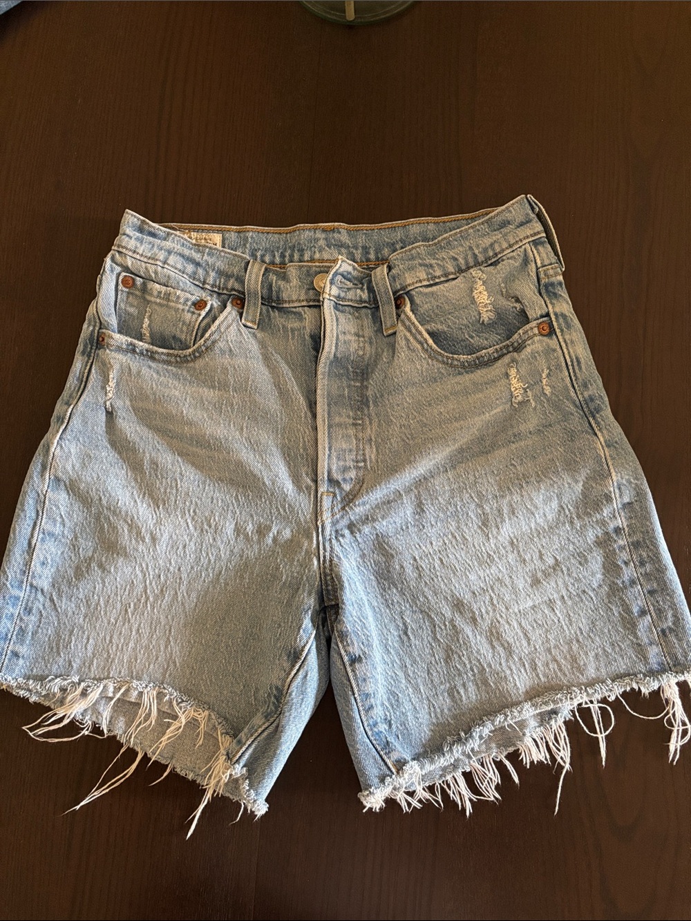 Levi's Light Blue Distressed Cutoff Jean Shorts